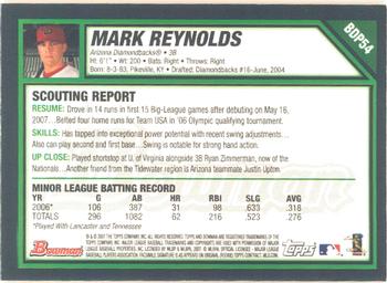 2007 Bowman Draft Picks & Prospects - Gold #BDP54 Mark Reynolds Back
