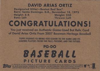 2007 Bowman Heritage - Pieces of Greatness #PG-DO David Ortiz Back