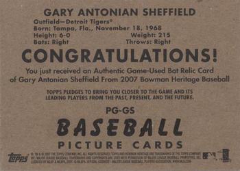 2007 Bowman Heritage - Pieces of Greatness #PG-GS Gary Sheffield Back