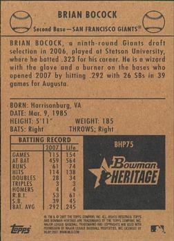 2007 Bowman Heritage - Prospects #BHP75 Brian Bocock Back