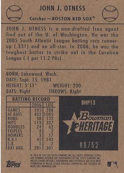 2007 Bowman Heritage - Prospects Black #BHP13 John Otness Back