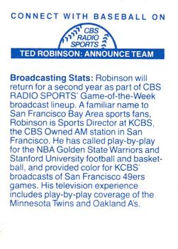 1986 CBS Radio Sports Game of the Week #NNO Ted Robinson Back