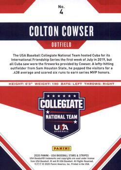 2020 Panini USA Baseball Stars & Stripes #4 Colton Cowser Back