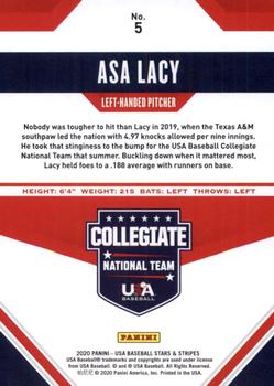2020 Panini USA Baseball Stars & Stripes #5 Asa Lacy Back
