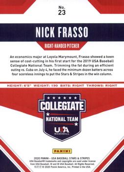 2020 Panini USA Baseball Stars & Stripes #23 Nick Frasso Back