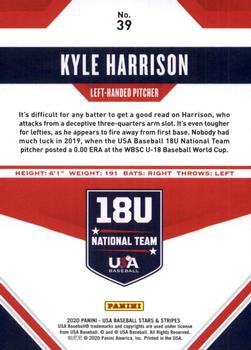 2020 Panini USA Baseball Stars & Stripes #39 Kyle Harrison Back