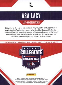 2020 Panini USA Baseball Stars & Stripes #74 Asa Lacy Back
