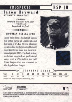 2007 Bowman Sterling - Prospects #BSP-JH Jason Heyward Back