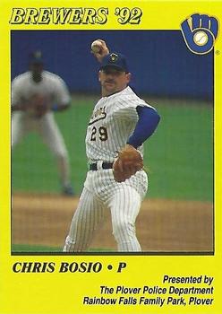 1992 Milwaukee Brewers Police - Plover Police Department #NNO Chris Bosio Front