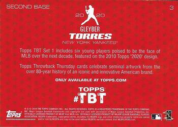 2020 Topps Throwback Thursday #3 Gleyber Torres Back