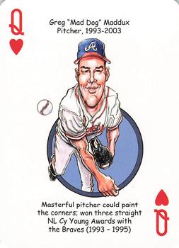 2019 Hero Decks Atlanta Braves Baseball Heroes Playing Cards #Q♥ Greg Maddux Front
