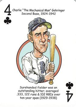 2006 Hero Decks Detroit Tigers Baseball Heroes Playing Cards #4♣ Charlie Gehringer Front