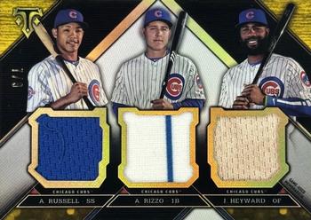 2016 Topps Triple Threads - Triple Threads Relic Combos Gold #TTRC-RRH Anthony Rizzo  / Addison Russell  / Jason Heyward Front
