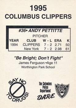 1995 Columbus Clippers Police #NNO Andy Pettitte Back