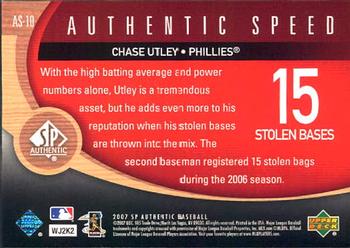 2007 SP Authentic - Authentic Speed #AS-10 Chase Utley Back