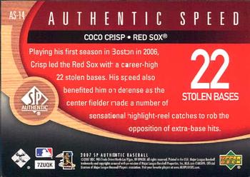2007 SP Authentic - Authentic Speed #AS-14 Coco Crisp Back