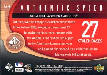 2007 SP Authentic - Authentic Speed #AS-38 Orlando Cabrera Back
