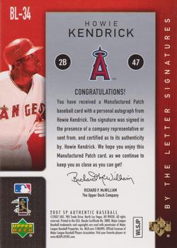 2007 SP Authentic - By the Letter Signatures #BL-34 Howie Kendrick Back
