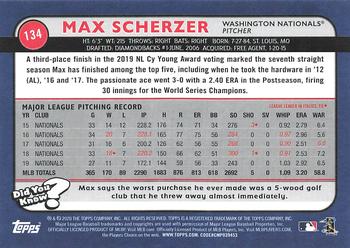 2020 Topps Big League #134 Max Scherzer Back