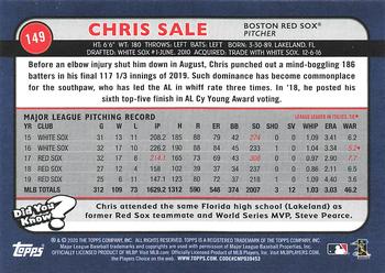 2020 Topps Big League #149 Chris Sale Back