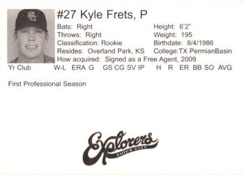 2009 Sioux City Explorers #NNO Kyle Frets Back