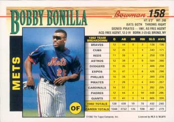 1993 Bowman #158 Bobby Bonilla Back