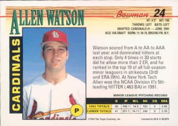 1993 Bowman #24 Allen Watson Back