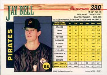 1993 Bowman #330 Jay Bell Back