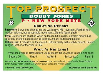 1993 Bowman #355 Bobby Jones Back
