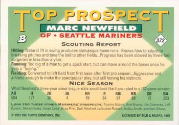 1993 Bowman #372 Marc Newfield Back
