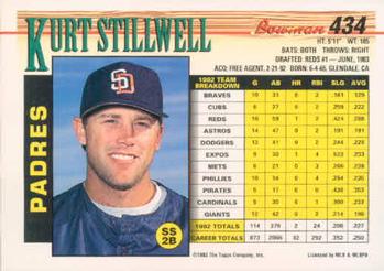 1993 Bowman #434 Kurt Stillwell Back