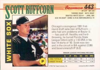 1993 Bowman #443 Scott Ruffcorn Back