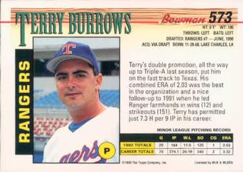 1993 Bowman #573 Terry Burrows Back
