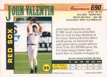 1993 Bowman #690 John Valentin Back