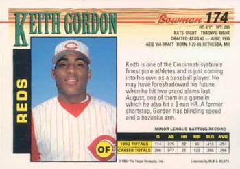 1993 Bowman #174 Keith Gordon Back