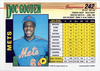 1993 Bowman #242 Doc Gooden Back