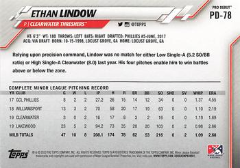 2020 Topps Pro Debut #PD-78 Ethan Lindow Back