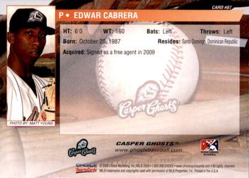 2009 Choice Casper Ghosts #7 Edwar Cabrera Back