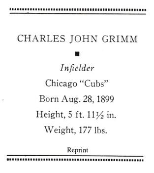1933 Tattoo Orbit (R305) (reprint) #NNO Charles John Grimm Back