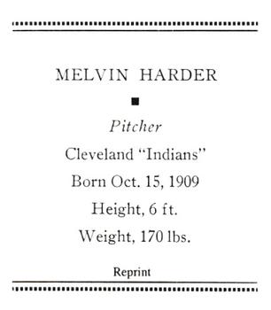 1933 Tattoo Orbit (R305) (reprint) #NNO Melvin Harder Back