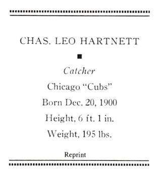 1933 Tattoo Orbit (R305) (reprint) #NNO Gabby Hartnett Back