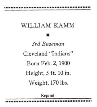 1933 Tattoo Orbit (R305) (reprint) #NNO William Kamm Back
