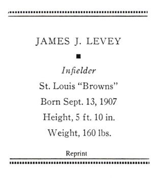 1933 Tattoo Orbit (R305) (reprint) #NNO James J. Levey Back