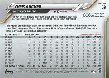 2020 Topps - Gold #59 Chris Archer Back