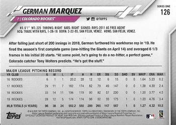 2020 Topps - Rainbow Foil #126 German Marquez Back