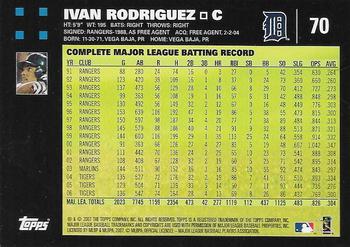 2007 Topps - 1st Edition #70 Ivan Rodriguez Back