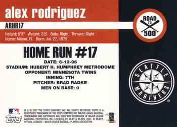 2007 Topps - Alex Rodriguez: Road to 500 #ARHR17 Alex Rodriguez Back
