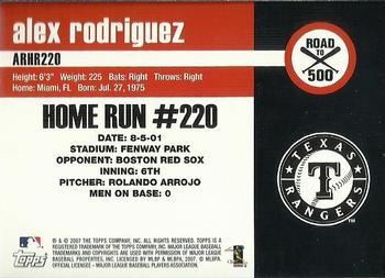 2007 Topps - Alex Rodriguez: Road to 500 #ARHR220 Alex Rodriguez Back
