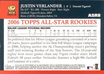 2007 Topps - All-Star Rookies #ASR8 Justin Verlander Back