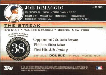 2007 Topps - Joe DiMaggio: The Streak #JD38 Joe DiMaggio Back